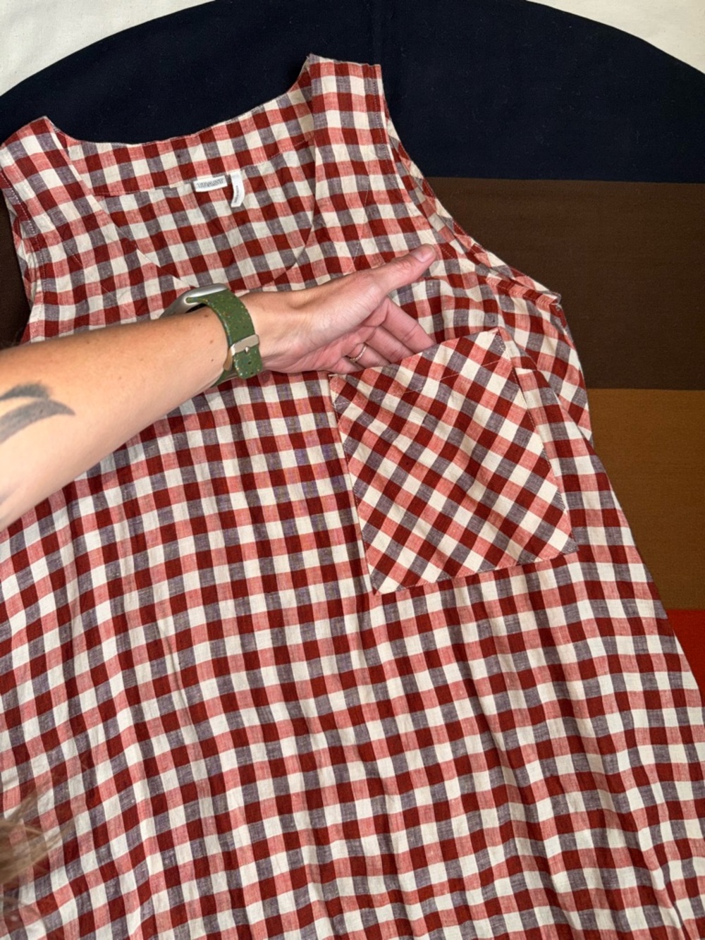 TOAST 100% Linen Gingham Maxi Swing Dress With Pockets Size S” - Picture 6 of 11
